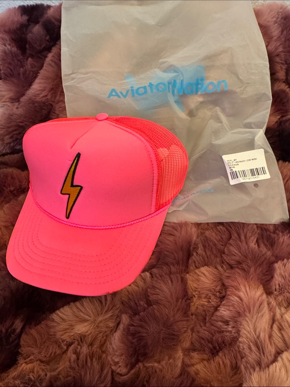 NWT Aviator Nation Neon Pink Mesh Trucker Hat
